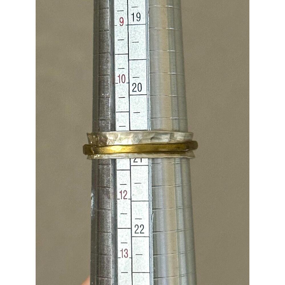 Handmade Sterling Silver Fidget Ring with Brass Spinning Band (Size 11)
